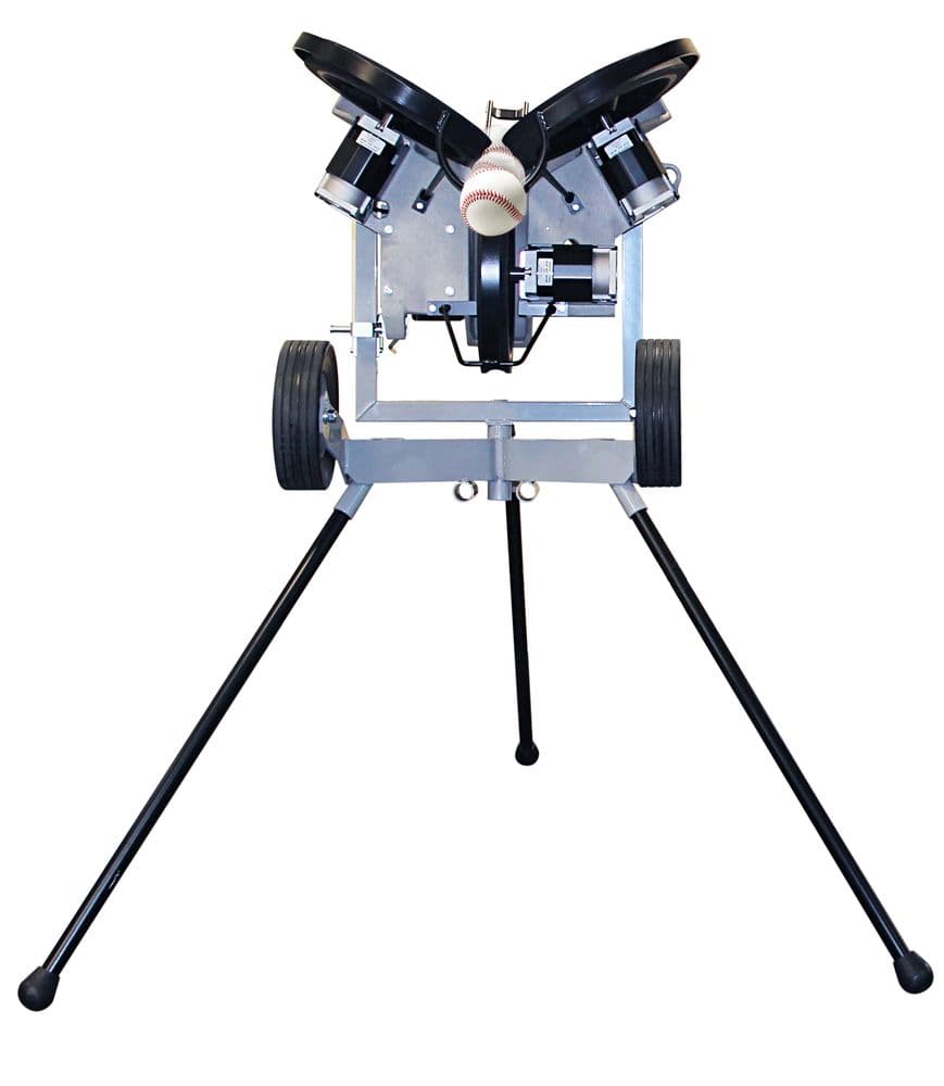 Sports Attack Hack Attack baseball pitching machine on wheels and tripod legs
