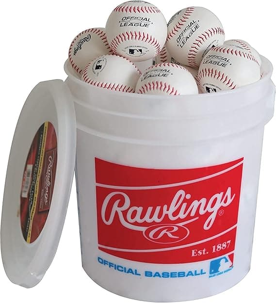 Bucket of Rawlings baseballs