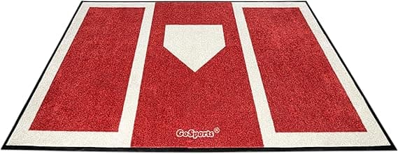 Red batter's box hitting mat with a home plate