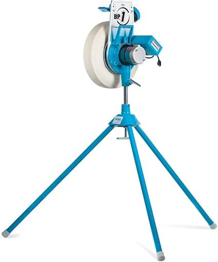 JUGS BP1 baseball pitching machine on a tripod